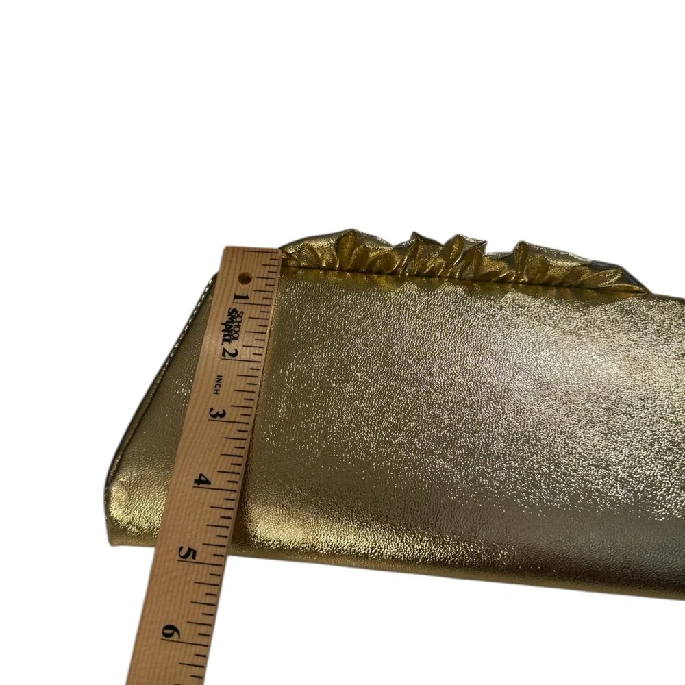 Metallic Gold Ceremony Reception Clutch Bag Top Handle Chain Wedding Party Purse